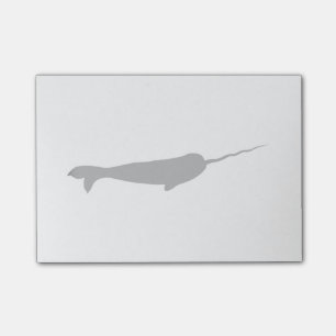 Bloco Post-it Silhueta preto e branco bonito de Narwhal