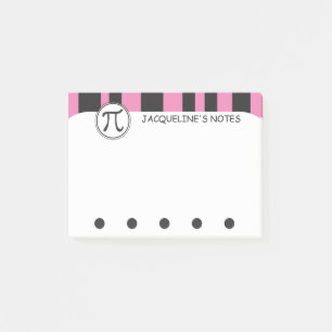 Bloco Post-it Símbolo Pi Personalizado Math Themed PINK