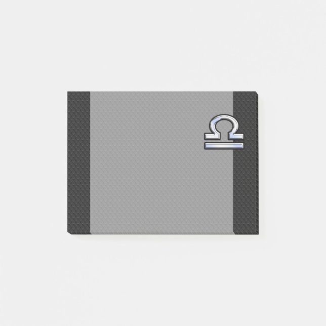 Bloco Post-it Símbolo Silver Libra Zodiac no estilo de pele cobr (Frente)