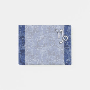 Bloco Post-it Símbolo Zodiac Capricórnio no Camo Digital Azul