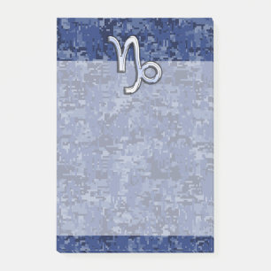Bloco Post-it Símbolo Zodiac Capricórnio no Camo Digital Azul
