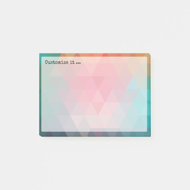 Bloco Post-it Símbolos Geométricos de Azul Vermelho Azul (Frente)