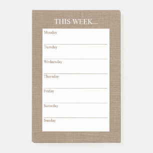 Bloco Post-it Simplesmente Chic Weekly Planner   Burlap Russo