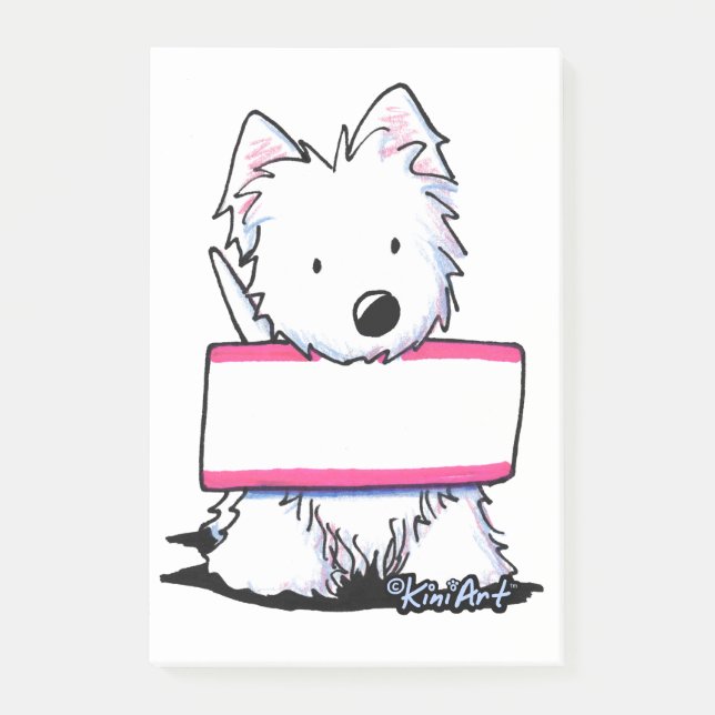 Bloco Post-it Sinal de KiniArt Westie (Frente)
