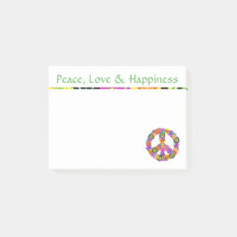 Bloco Post-it Sinal de Paz Amor e Felicidade