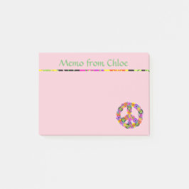 Bloco Post-it Sinal de Paz Memo From em Rosa