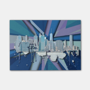 Bloco Post-it Skyline   3D azul da Nova Iorque