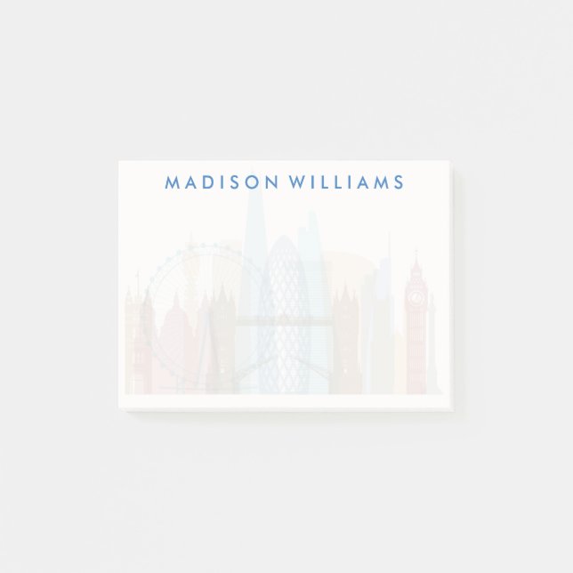 Bloco Post-it Skyline da cidade de Londres, Inglaterra | (Frente)