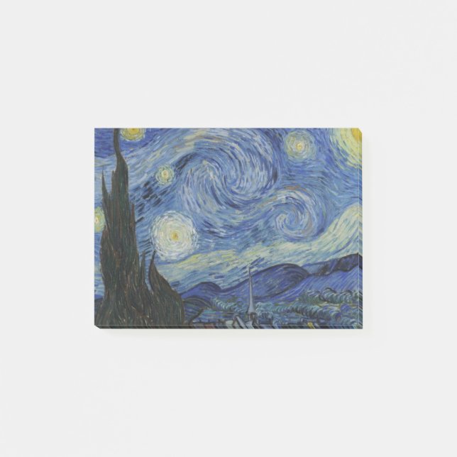 Bloco Post-it Starry Night por Vincent Van Gogh (Frente)