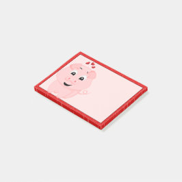 Bloco Post-it Suínos e Corações Cor-de-Rosa
