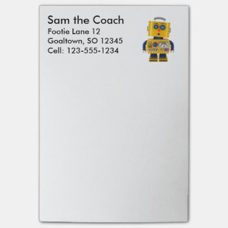 Bloco Post-it Surprised que olha o robô do brinquedo