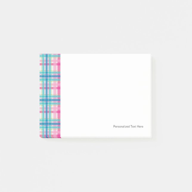 Bloco Post-it Tartan, teste padrão da xadrez (Frente)
