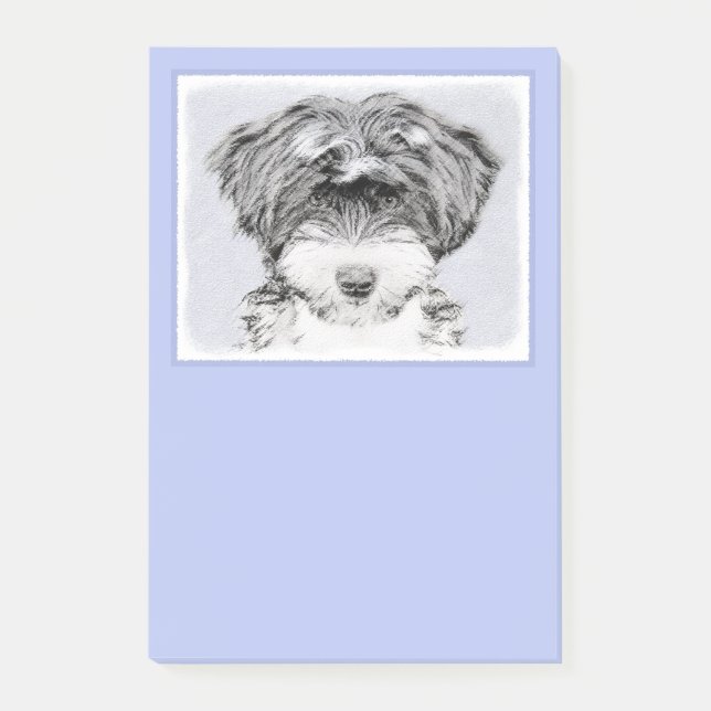 Bloco Post-it Terrier tibetano que pinta - arte original bonito (Frente)