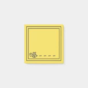 Bloco Post-it Teste padrão amarelo do monograma das abelhas do