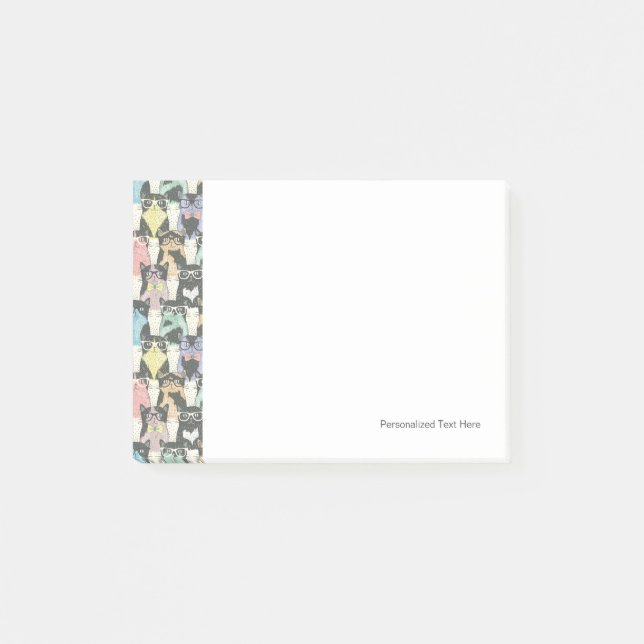 Bloco Post-it Teste padrão bonito dos gatos do hipster (Frente)