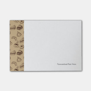 Bloco Post-it Teste padrão com bolos, sobremesas e padaria