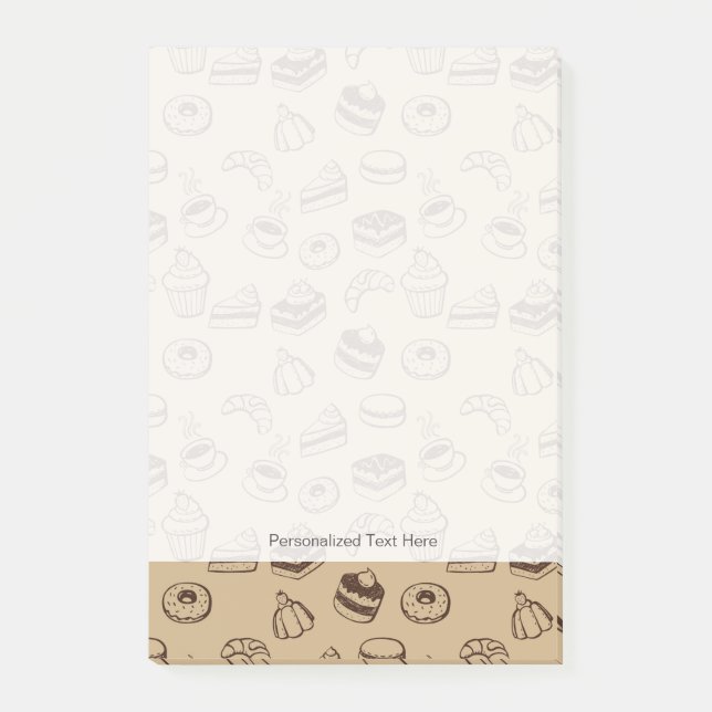 Bloco Post-it Teste padrão com bolos, sobremesas e padaria (Frente)