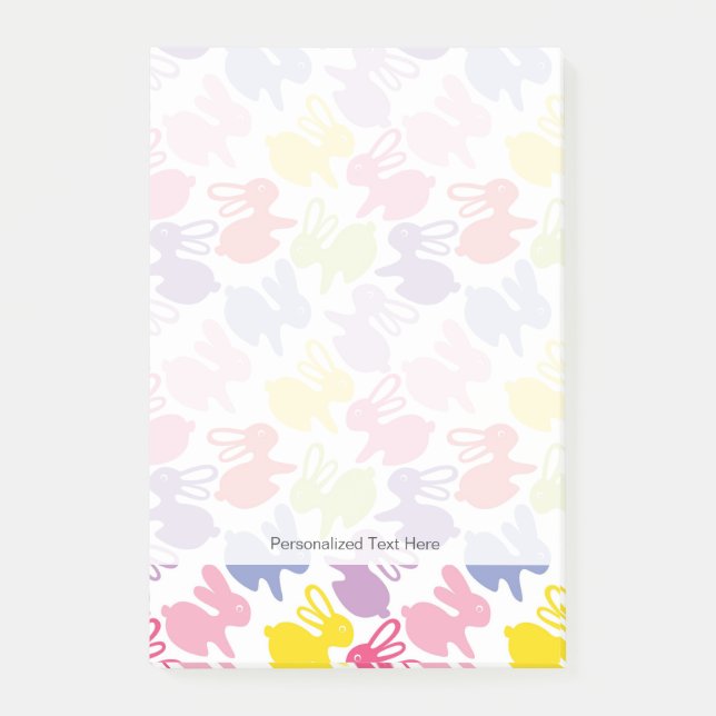 Bloco Post-it teste padrão com coelhos da páscoa (Frente)