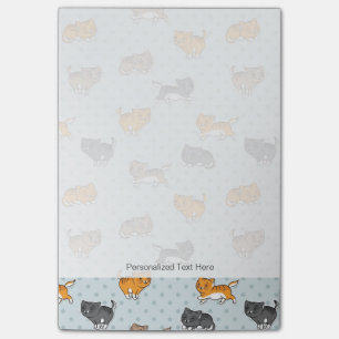 Bloco Post-it teste padrão com gatos engraçados