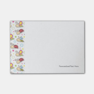 Bloco Post-it teste padrão com insetos