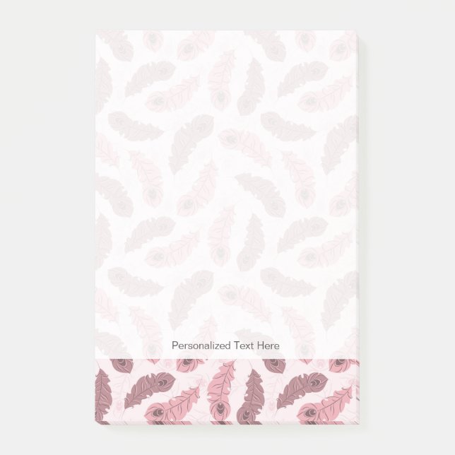 Bloco Post-it teste padrão com penas do pavão (Frente)