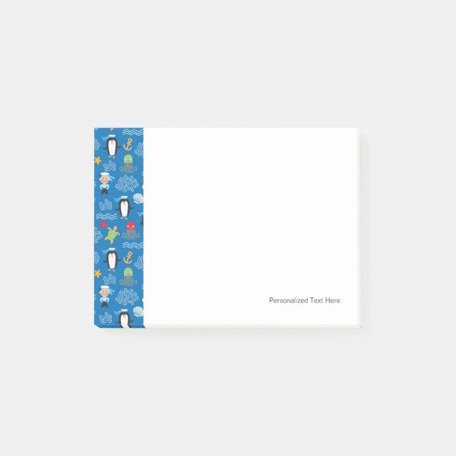 Bloco Post-it teste padrão com tema do mar (Frente)