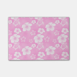 Bloco Post-it Teste padrão cor-de-rosa do Hawaiian de Honu do