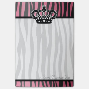 Bloco Post-it Teste padrão cor-de-rosa e preto da princesa na