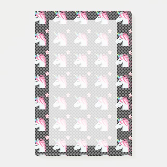 Bloco Post-it Teste padrão de bolinhas bonito de Emoji da flor (Frente)