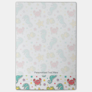 Bloco Post-it teste padrão de criaturas do mar