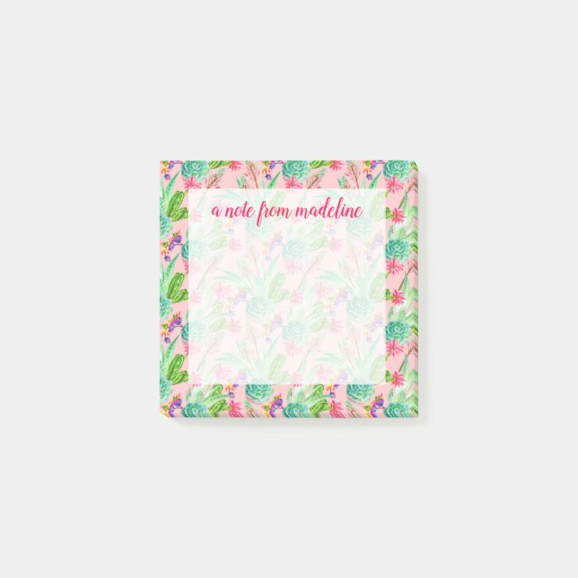Bloco Post-it Teste padrão de florescência dos Succulents da (Frente)