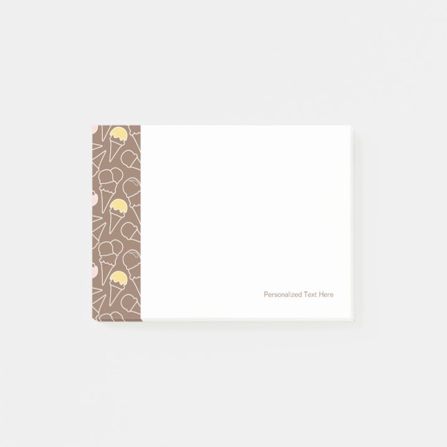 Bloco Post-it Teste padrão do cone do sorvete em Brown (Frente)