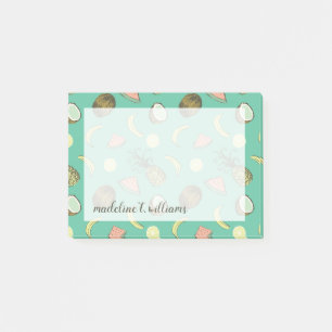 Bloco Post-it Teste padrão do Doodle da fruta tropical