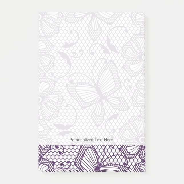 Bloco Post-it Teste padrão do laço com borboletas (Frente)