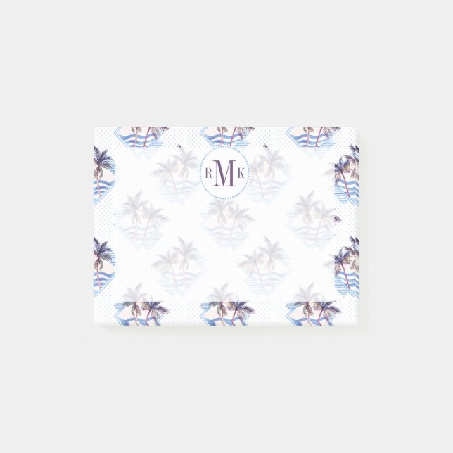 Bloco Post-it Teste padrão geométrico roxo da palmeira da (Frente)