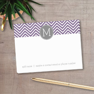 Bloco Post-it Teste padrão roxo e cinzento de Chevron com