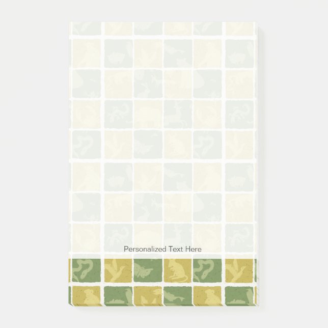 Bloco Post-it teste padrão temático do jardim zoológico (Frente)