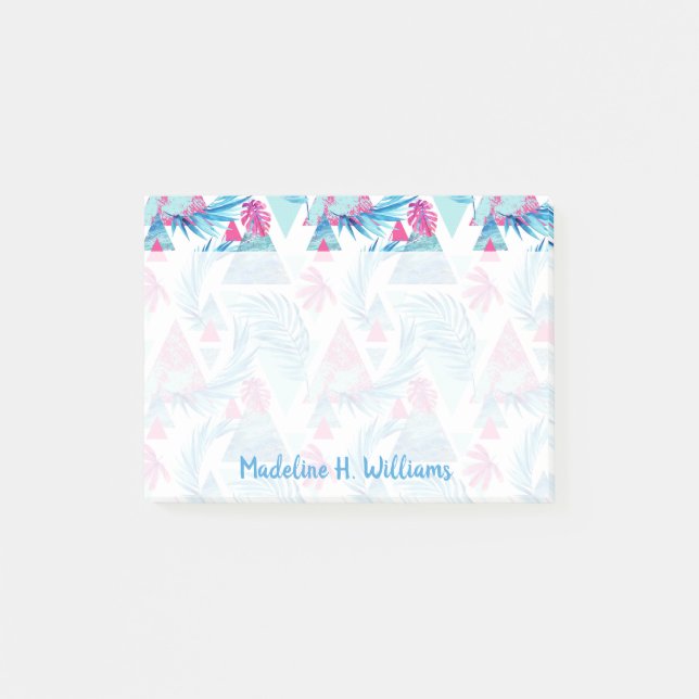 Bloco Post-it Teste padrão tropical da folha da aguarela (Frente)