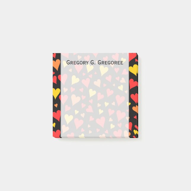 Bloco Post-it Teste padrão vermelho, alaranjado e amarelo da (Frente)