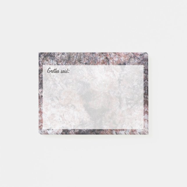 Bloco Post-it Textura Pinkish decorativa da rocha com texto (Frente)