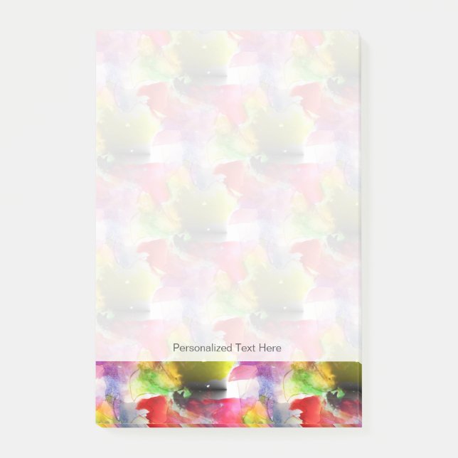 Bloco Post-it Textura vermelha, aguarela amarela do design (Frente)