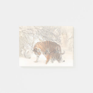 Bloco Post-it Tigre com filhote na neve