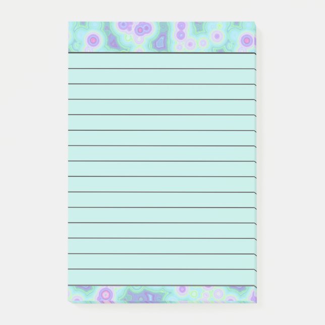 Bloco Post-it Tingimento de amarração azul verde e roxo (Frente)