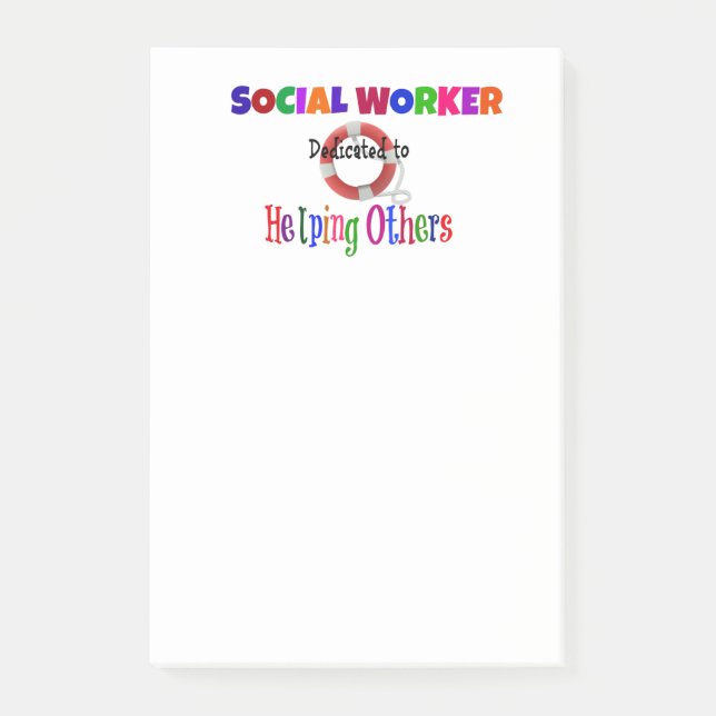 Bloco Post-it Trabalhador Social Dedicado a Ajudar Outros (Frente)