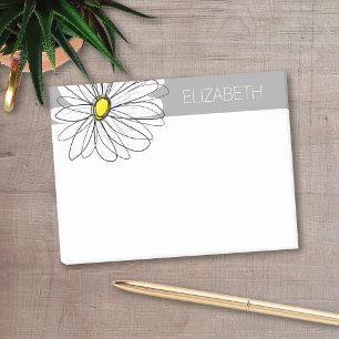 Bloco Post-it Trendy Daisy com cinza e amarelo