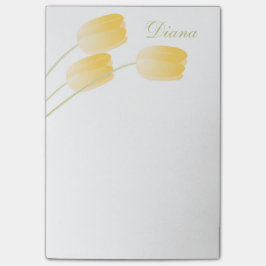 Bloco Post-it Tulipas Primavera amarelas com nome personalizado