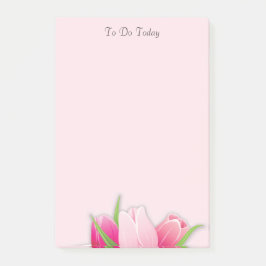 Bloco Post-it Tulipas Rosa / Lista de Tarefas de Flores