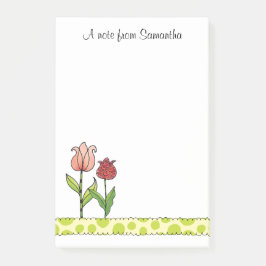 Bloco Post-it Tulipas Vermelhas e Rosa Personalizadas 4 x 6