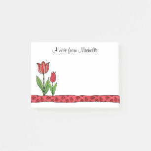 Bloco Post-it Tulipas vermelhas personalizadas