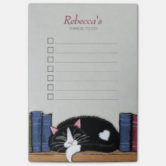 Bloco Post-it Tuxedo Gato Dormindo na Lista de Coisas a Fazer